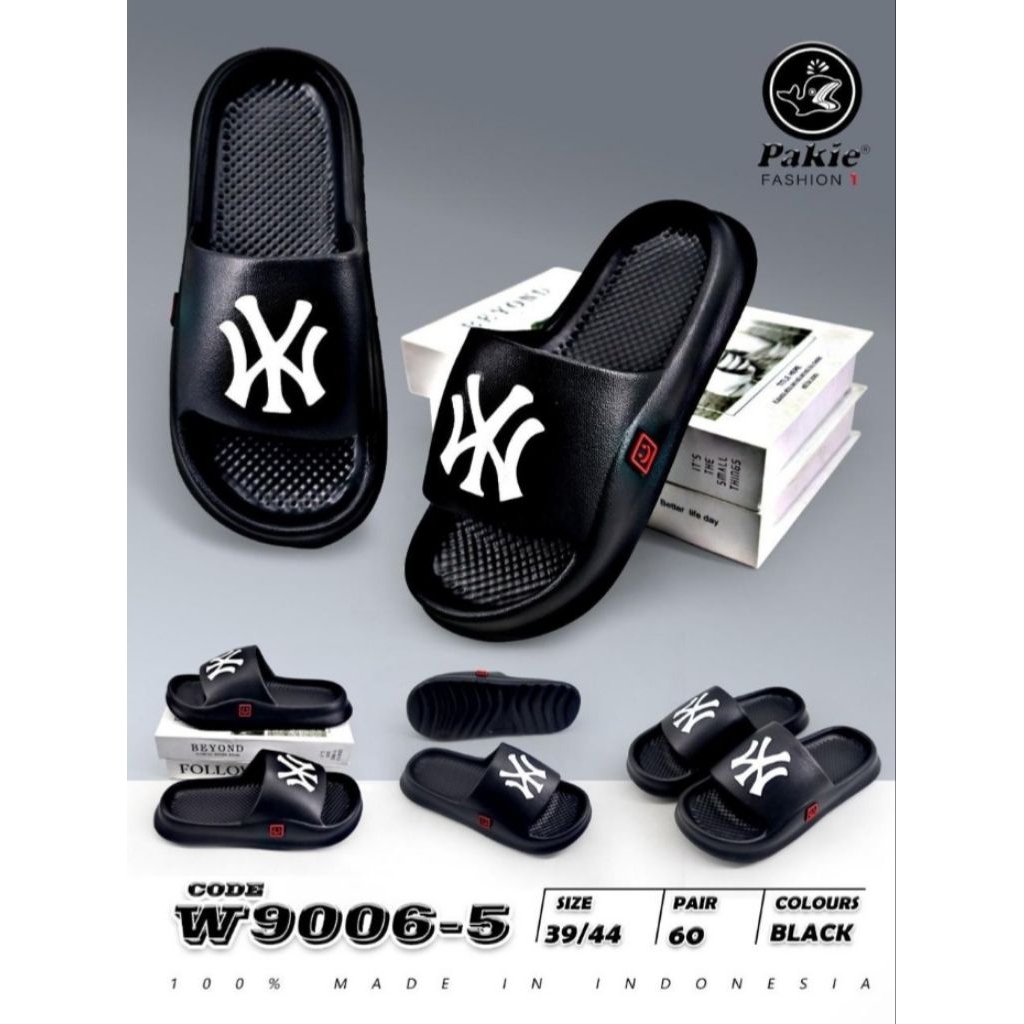 sandalselop NY hitam,sandal selop NY putih sandal selop cowok kekinian