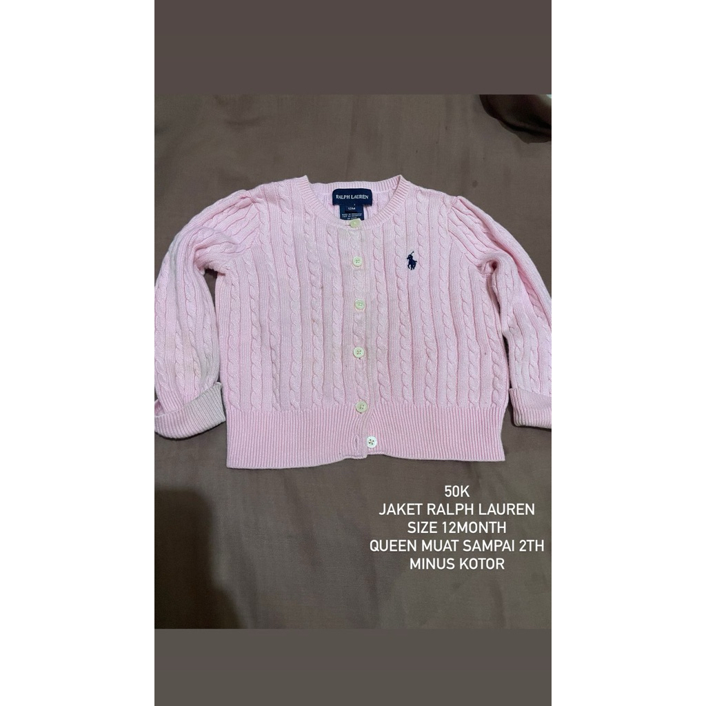 Preloved Jacket Ralph Lauren RL pink size 1 tahun