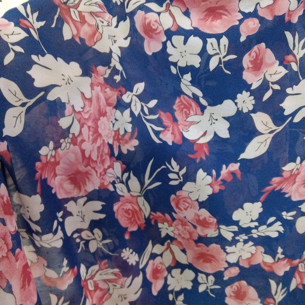 Kain Ceruty Sifon Printing Motif Floral / Bunga Cantik | Bahan Ceruti Babydoll Halus Jatuh Meteran L