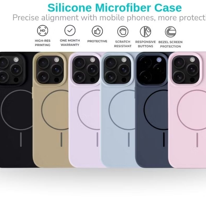 Bionics Silicone Magsafe Case for Iphone 16 15 14 13 Pro Max Microfiber Magnetic Case iPhone
