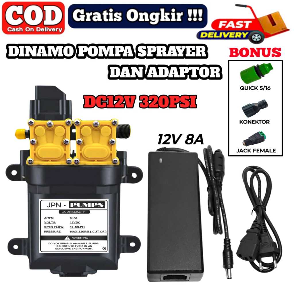 DINAMO POMPA DC 12V 320 PSI 10 LPM / POMPA AIR DC 12V HIGH PRESSURE / DINAMO POMPA AIR DC 12V DAN AD