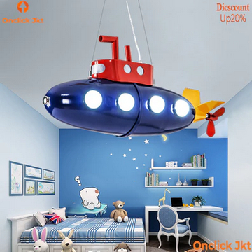 Lampu Gantung Kapal Selam Anak LED Kreatif Lampu Plafon Kapal Selam Anak Gaya Mediterania Smart LED