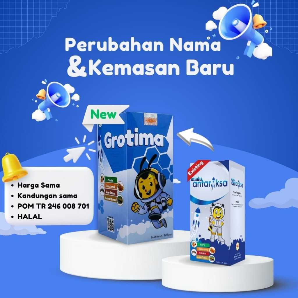 Grotima Madu Antariksa Anak Telat Bicara 175ml - Peninggi Badan Anak GROTIMA dulu Madu Antariksa Mix