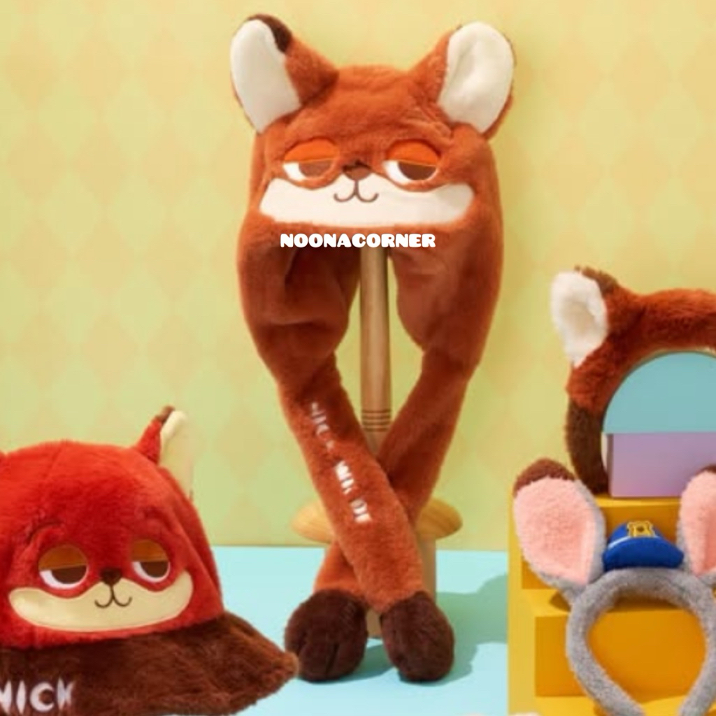 Miniso x Zootopia ‼️ Hat with Moving Ears / Topi Plush Zootopia Collections (Judy Hopps / Nick Wilde