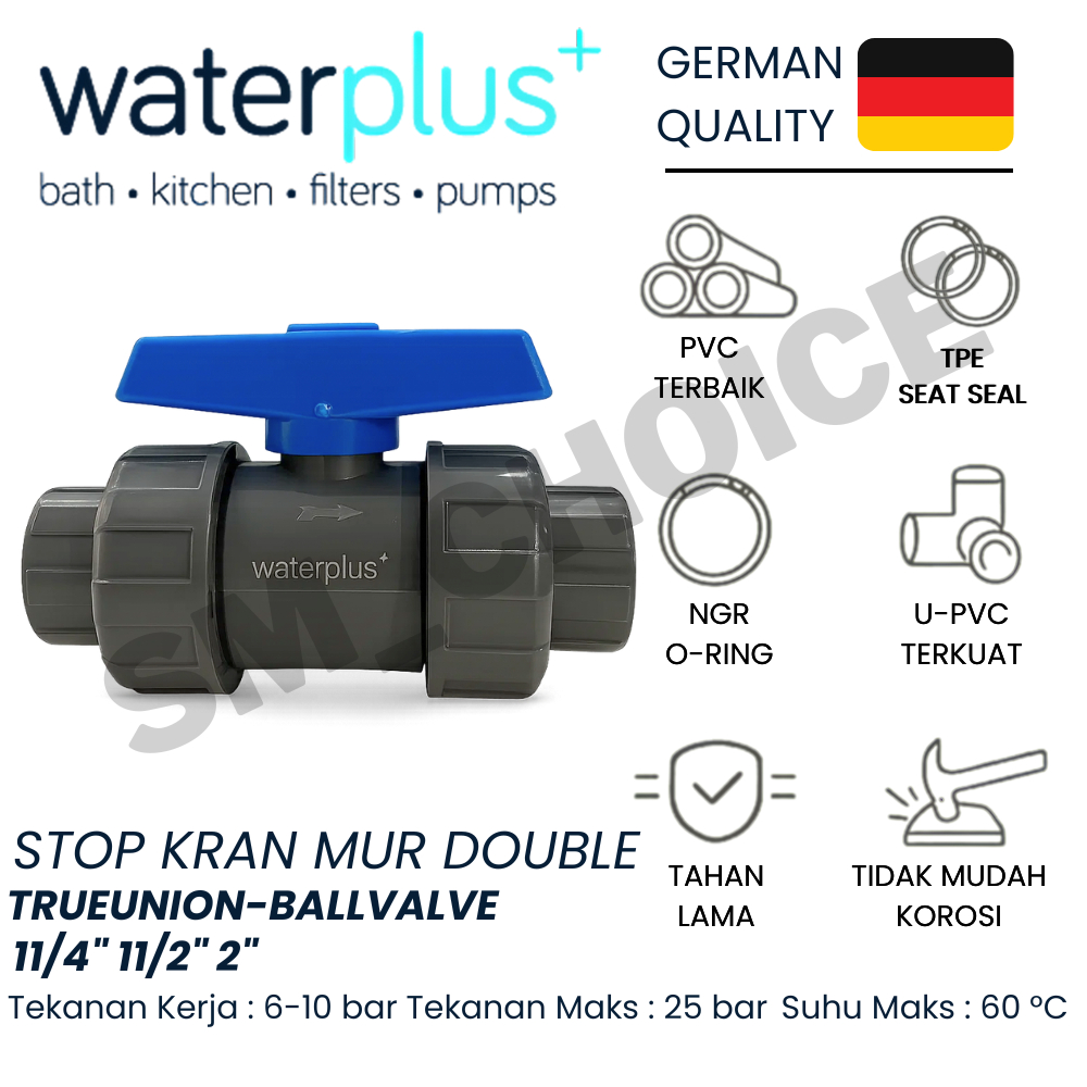WATERPLUS STOP KRAN WATER MUR 11/4 11/2 2 INCH STOP KRAN WATERPLUS STOP KRAN MUR DOUBLE BALL VALVE S