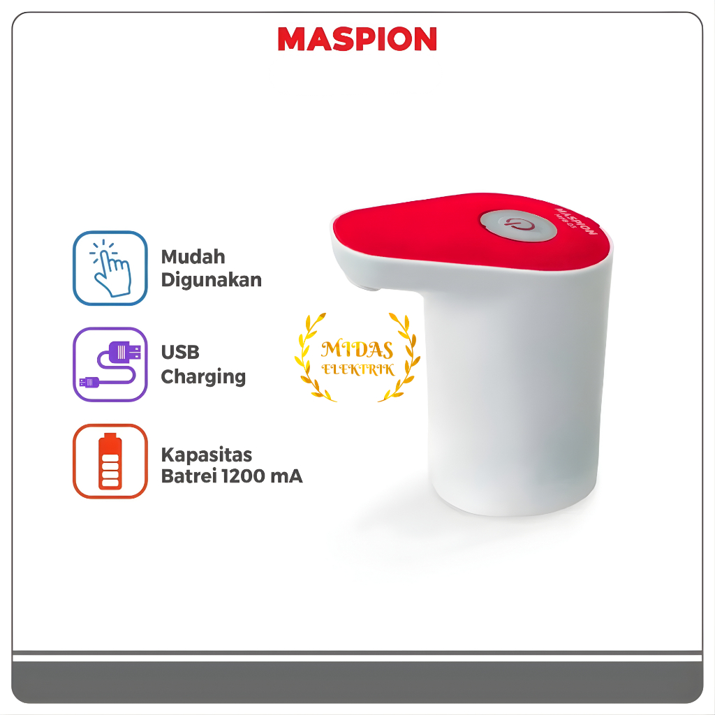 Maspion Pompa Galon Air Minum Otomatis Elektrik Automatic Electric Drinking Water Gallon Pump MPB-03