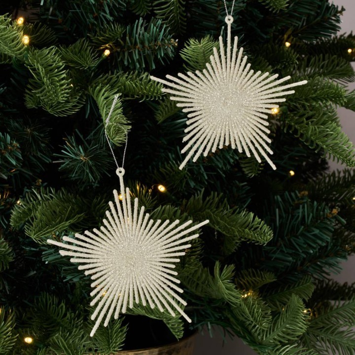 Yeraya Hiasan Natal Bintang Celestial Putih Besar isi 2 aksesoris pohon natal pajangan natal dekoras