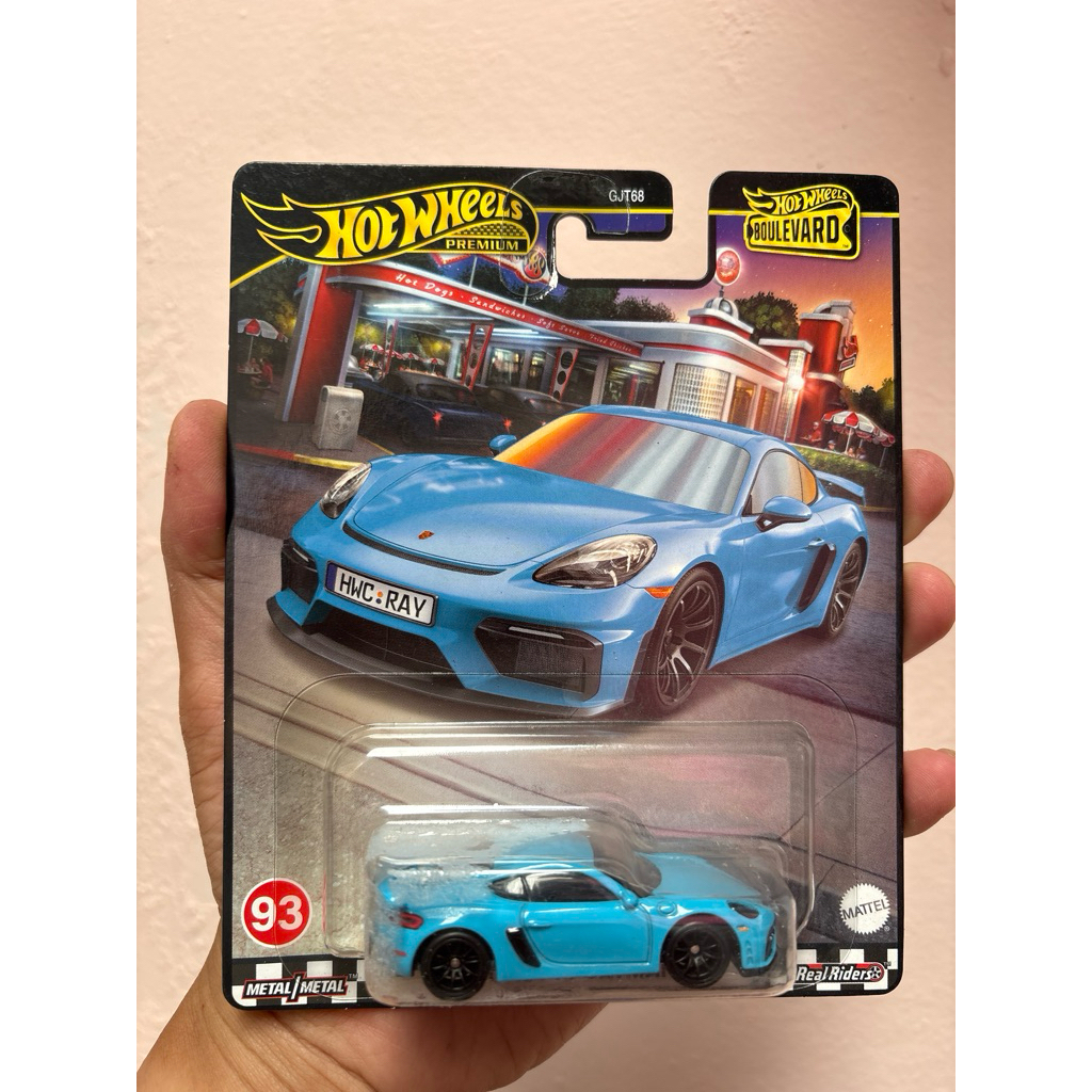 Hot Wheels Porsche 718 Cayman GT4 Blue Biru Boulevard Premium Mattel Hotwheels