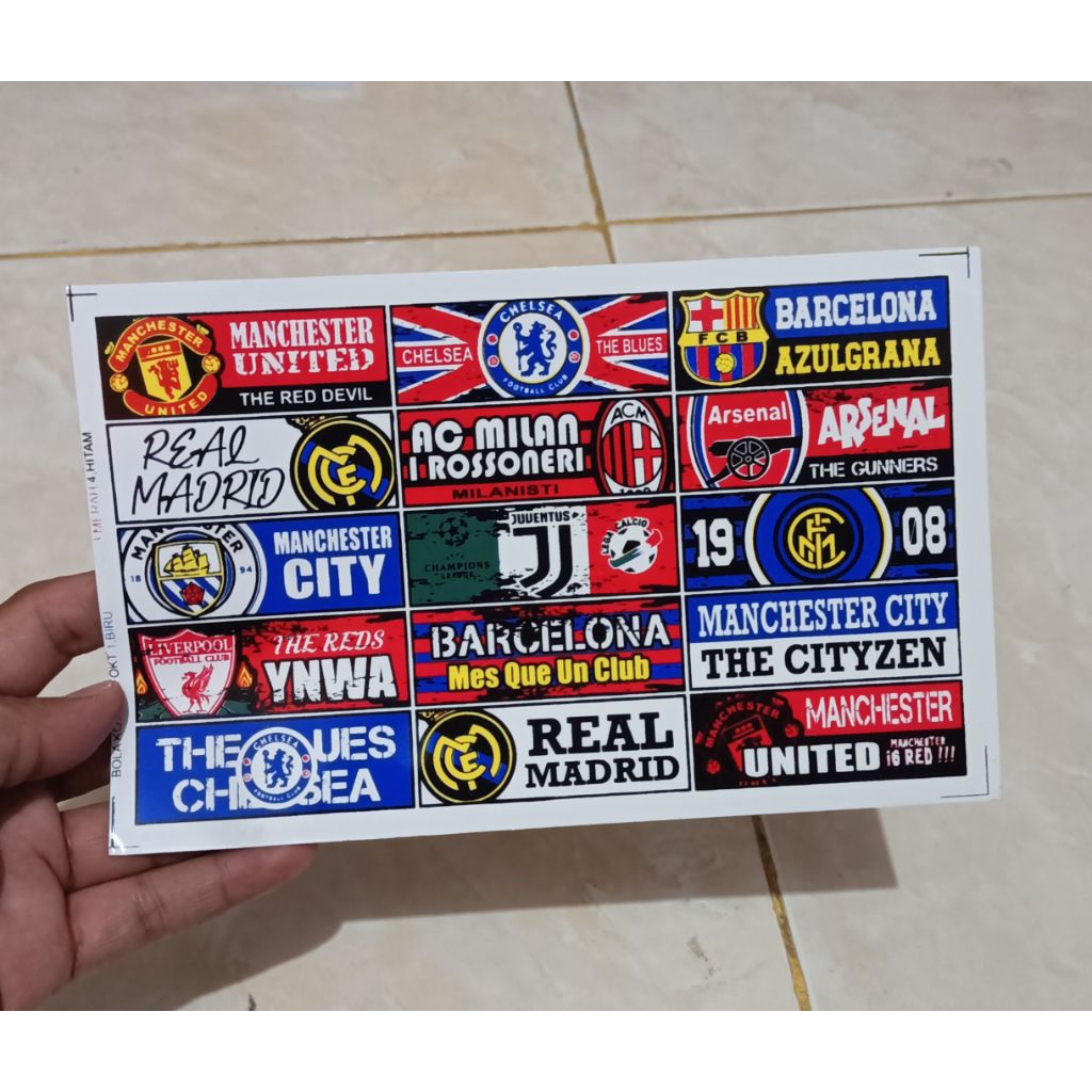 Stiker motor lembaran mini club bola eropa