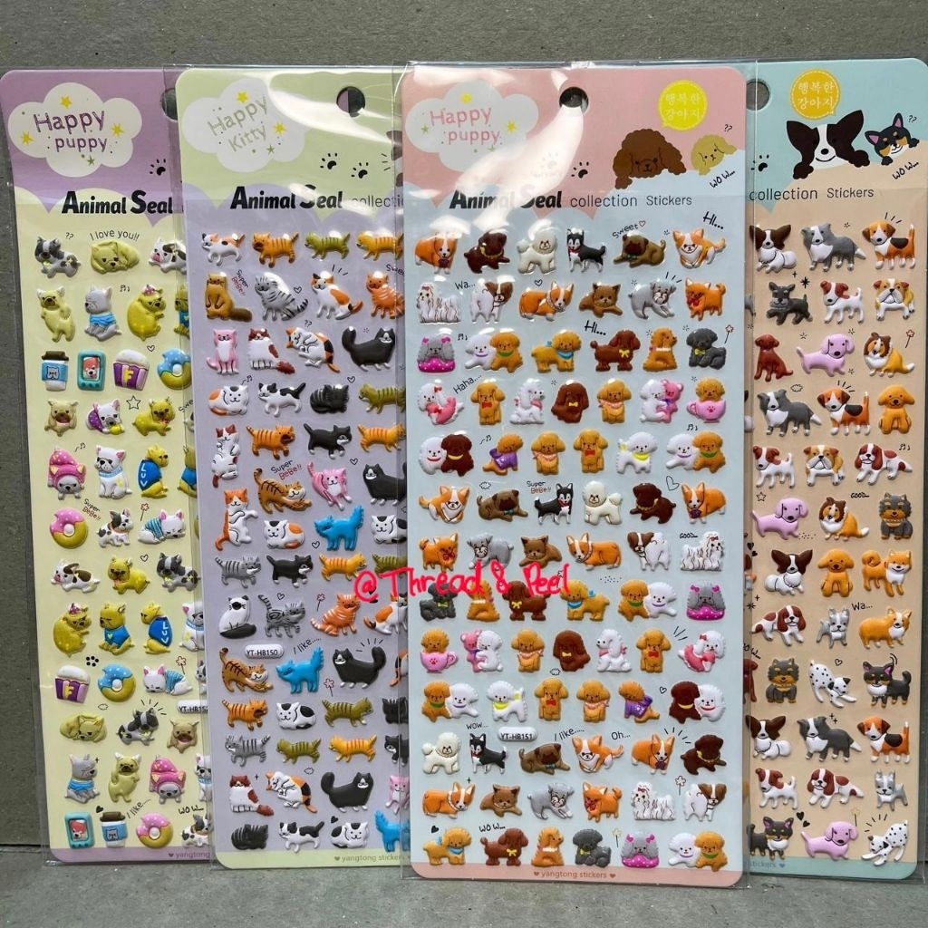 Stiker Hewan Peliharaan Anjing Kucing Timbul Puffy