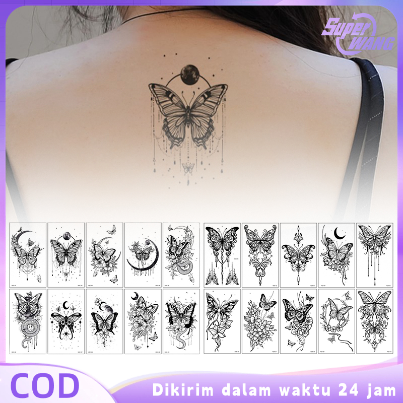 10pcs/set Stiker Tato Tato Sementara Tato Kupu-Kupu Tato Temporer Tato Bunga Tato Badan Tato Simulas