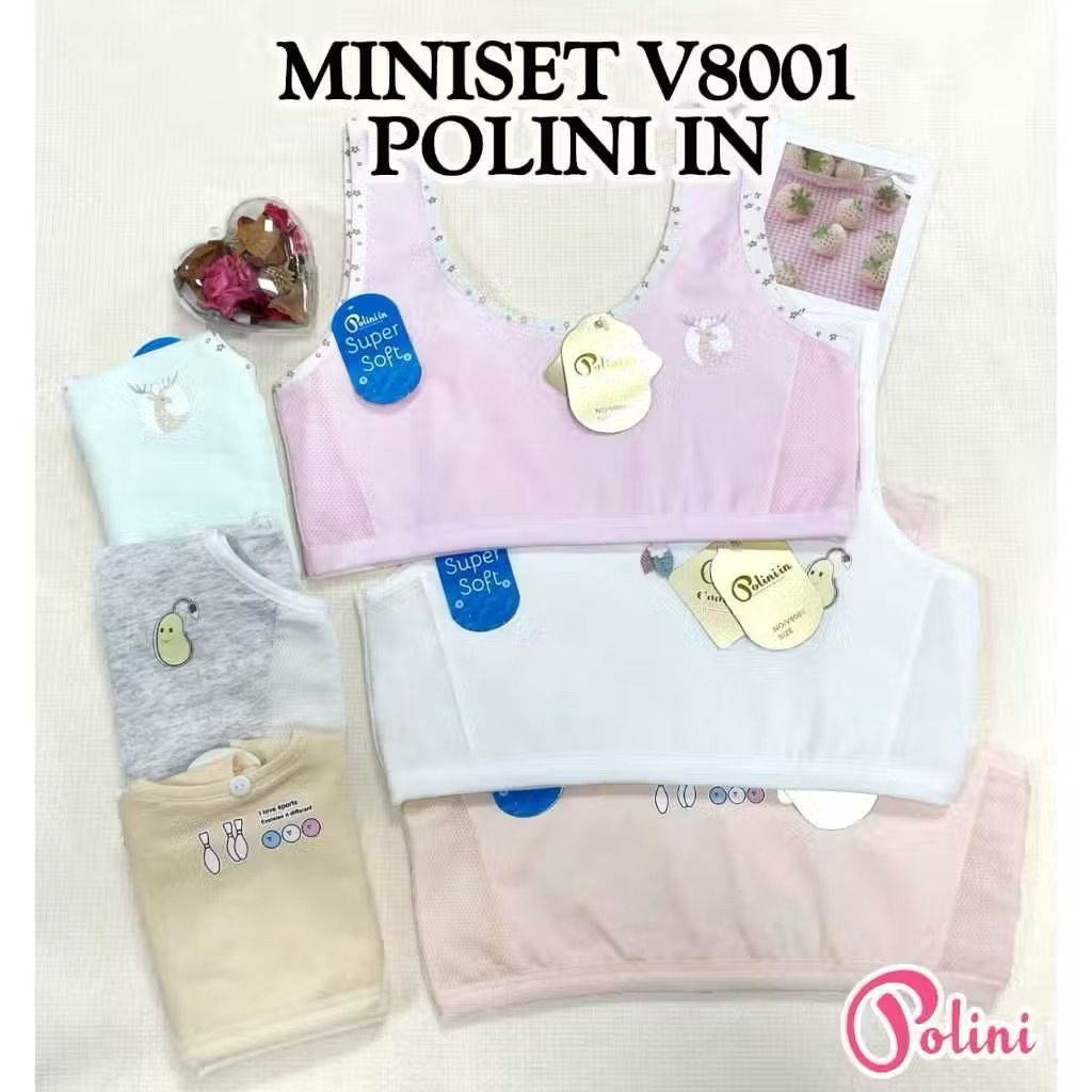 Miniset Anak Perempuan Remaja SD SMP SMA Bahan Katun Murah Meriah / Miniset Busa POLINI Art V8001