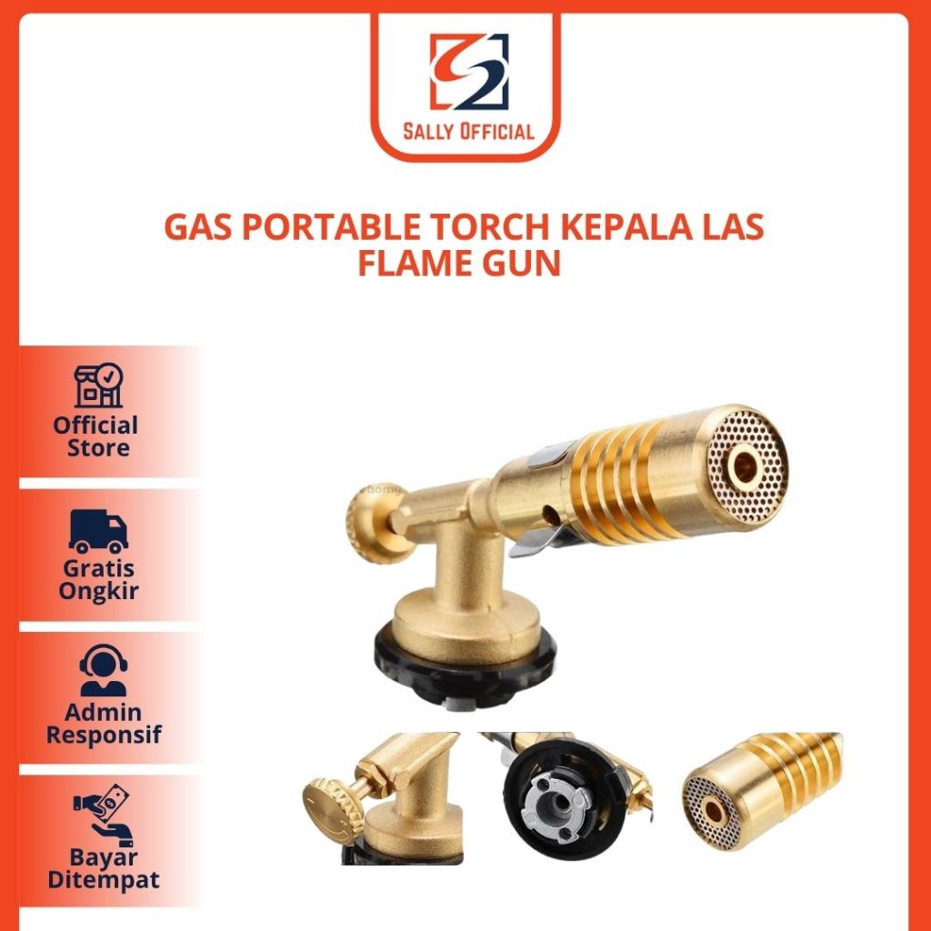 Gas Portable Torch Kepala Las Flame Gun bakar sate seafood BBQ Blow Torch Flame Gun Kuningan