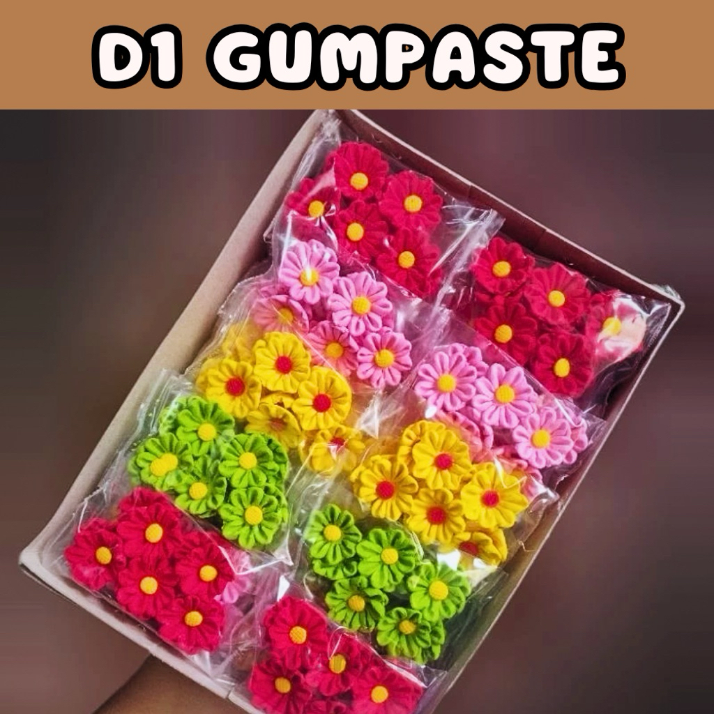 D1 GUMPASTE BUNGA/ Edible Flower Gumpaste Set 10pc / Gumpaste Bunga Hiasan Kue