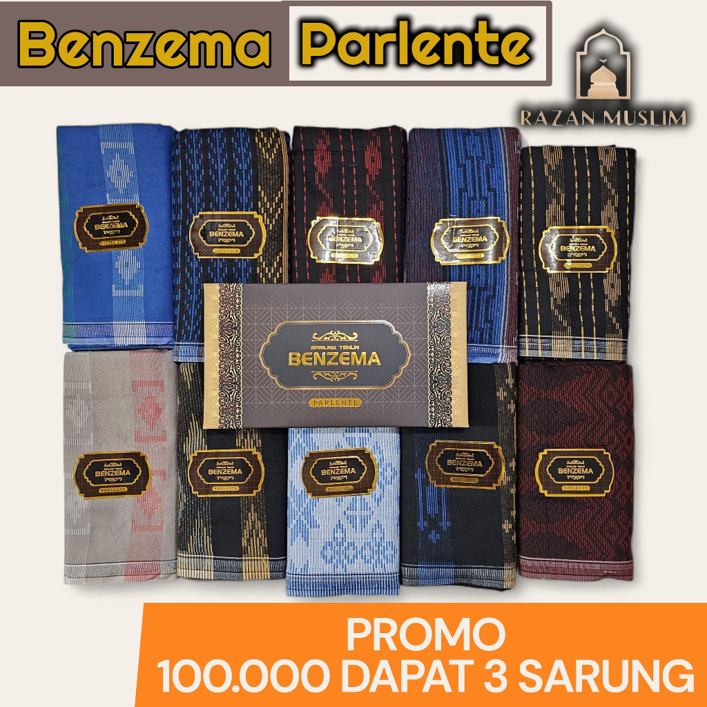 PROMO Sarung BENZEMA PARLENTE Paket Hemat 3pcs | Hanya 100rb, Cocok Souvenir Haji, Umroh & THR Lebar