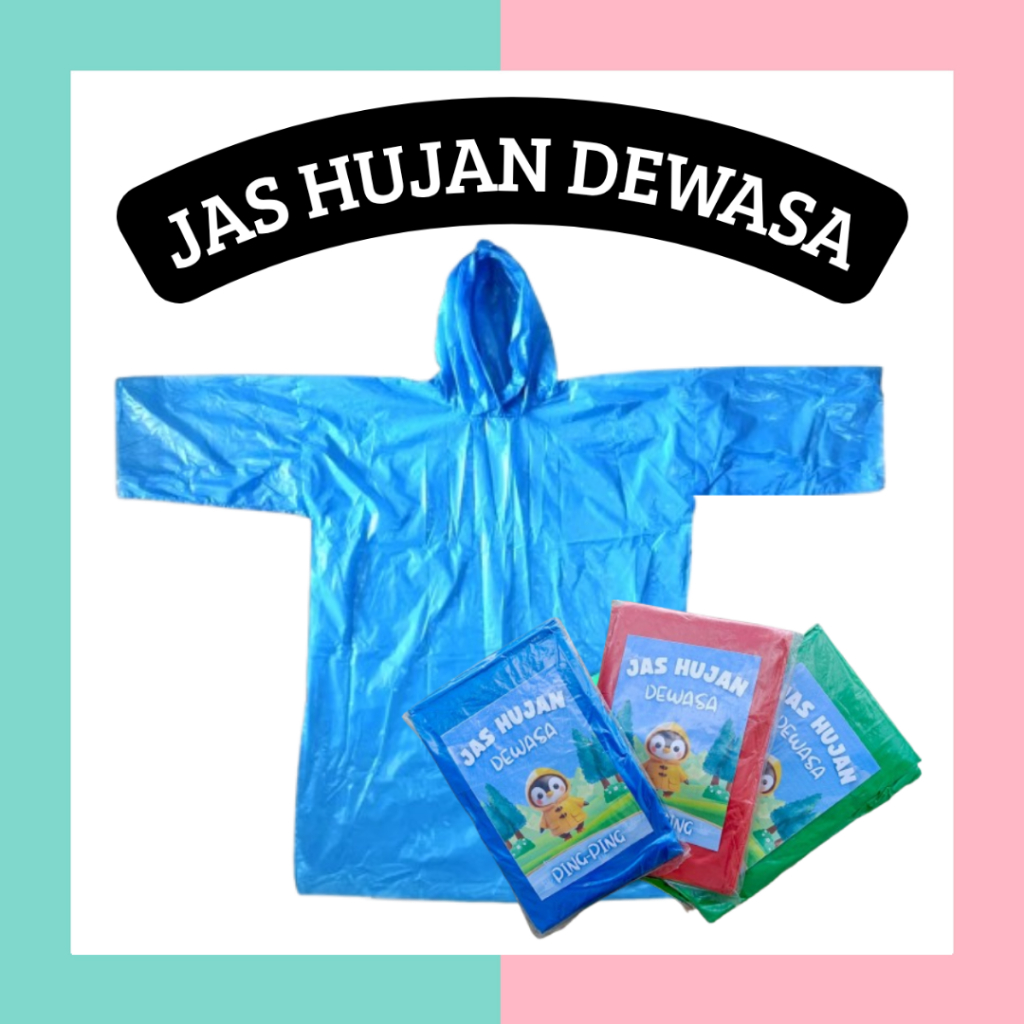 JAS HUJAN PONCO - JAS HUJAN PLASTIK TEBAL 40 MIKRON - RAINCOAT MANTEL - MANTEL HUJAN