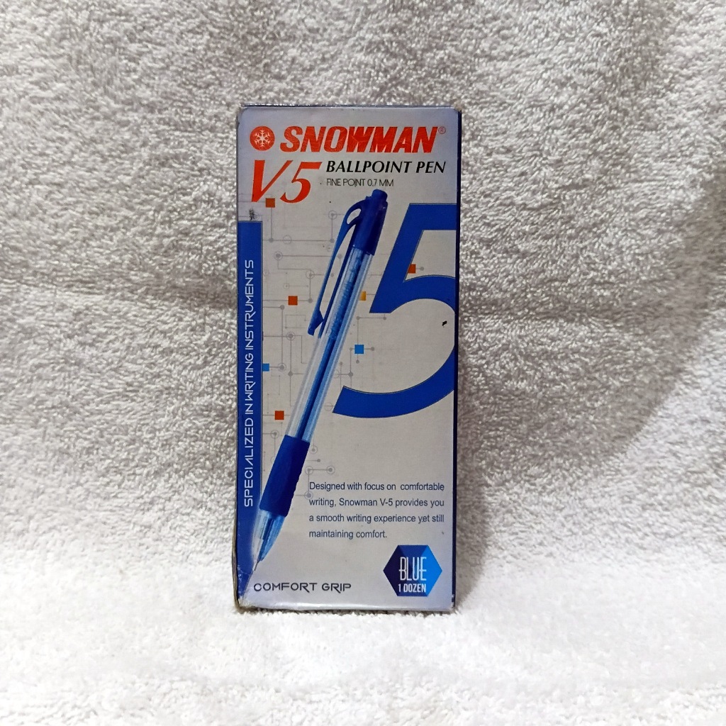 Bolpoin Snowman V5 0,7 mm Warna Biru ECER