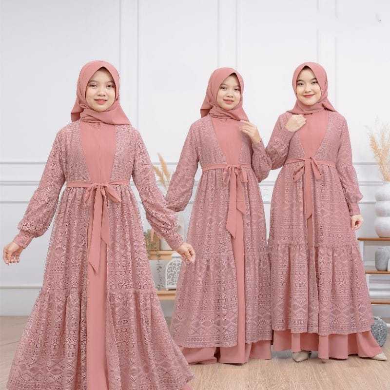 Gamis Brokat AlIyya gamis muslim anak remaja outer bisa di lepas Free Bros lebaran 2025 2026