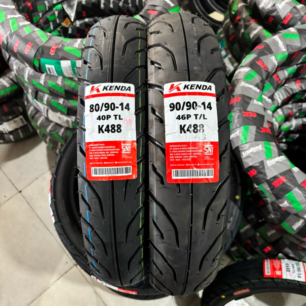 BAN LUAR KENDA K488 80/90 - 90/90 RING 14 TUBELESS