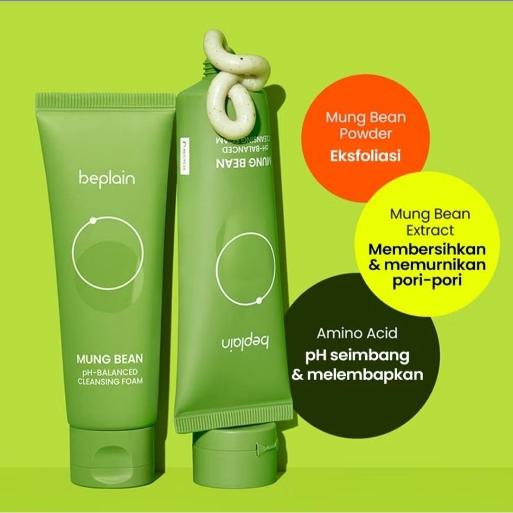 (BPOM) Beplain Mung Bean Cleansing Foam ORIGINAL Korea  BEPLAIN Mung Bean pH-Balanced Cleansing Foam