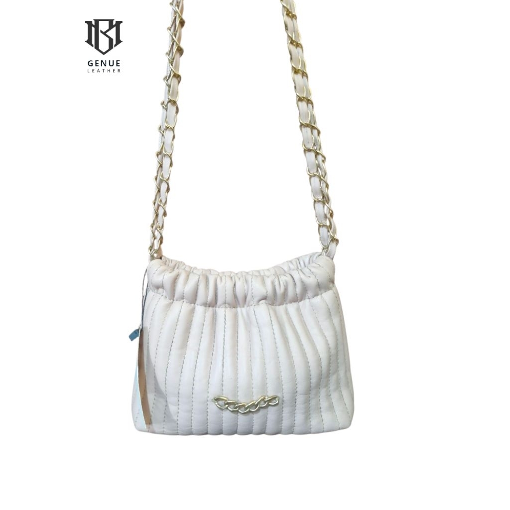 Tas selempang full kulit asli warna soft pink