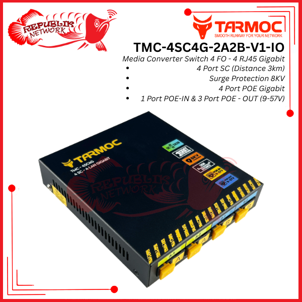 Tarmoc TMC-4SC4G-2A2B-V1-IO | Media Converter 4 FO 4 LAN / 4FO 4LAN 4SC 4LAN 4 SC 4 LAN Gigabit POE 