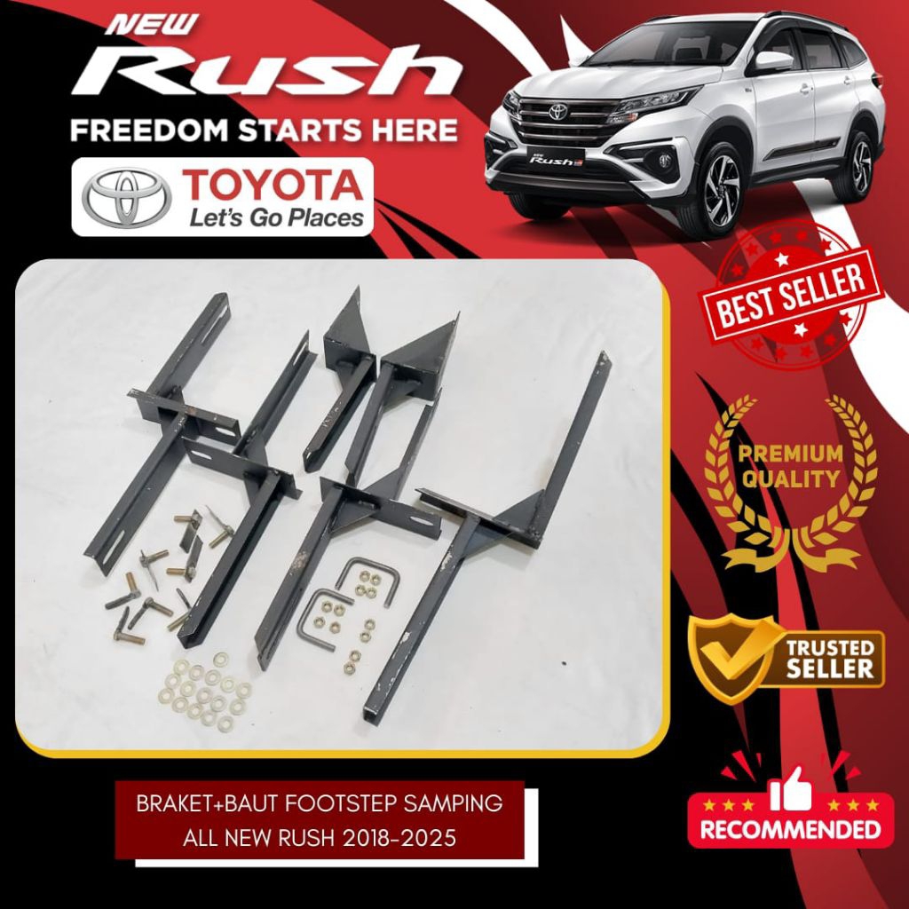 Braket+Baut Footstep Samping Mobil/Braket+Baut Pijakan Kaki Samping Mobil ALL NEW RUSH 2018-2025