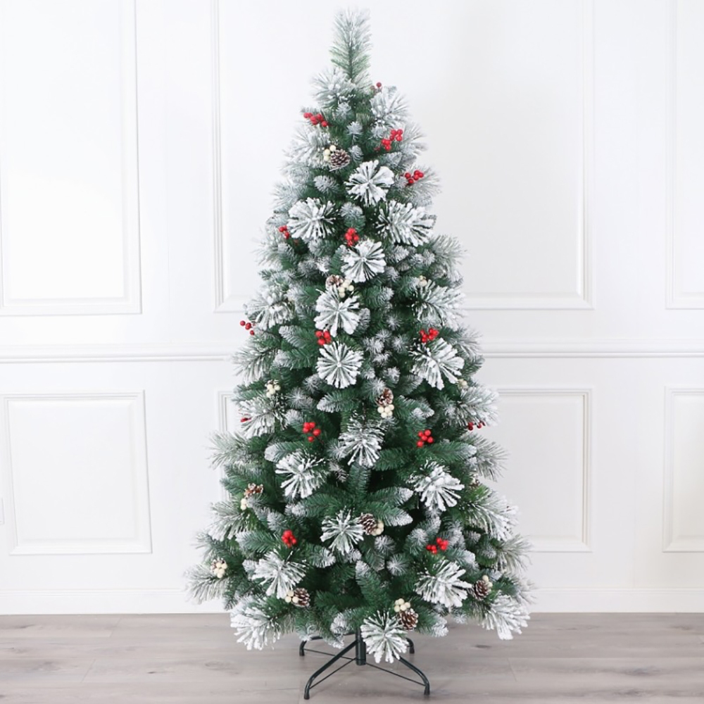 Pajangan Dekorasi Pohon Natal PET Light Snow Red White Cherry 2202 180cm 210cm 240cm 270cm 6ft 7ft 8