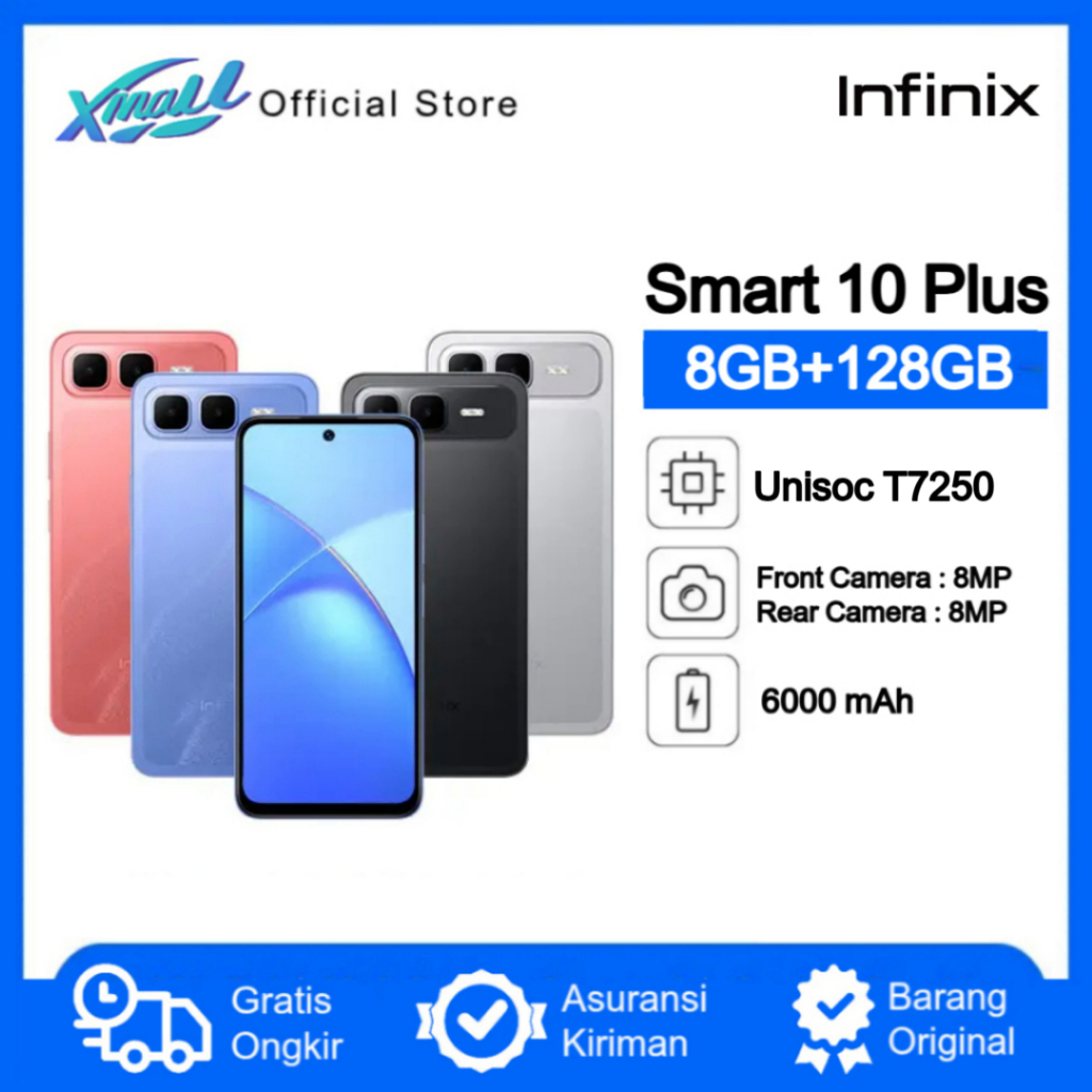Infinix Smart 10 Plus 8/128GB - Up to 16GB Extended RAM - 6.67 inch 120Hz HD+ - T7250 - 6000 mAh