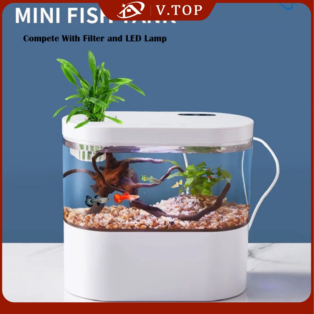 V.TOP Mini Desktop Aquarium USB Ikan LED Light / Filter Self Circulation