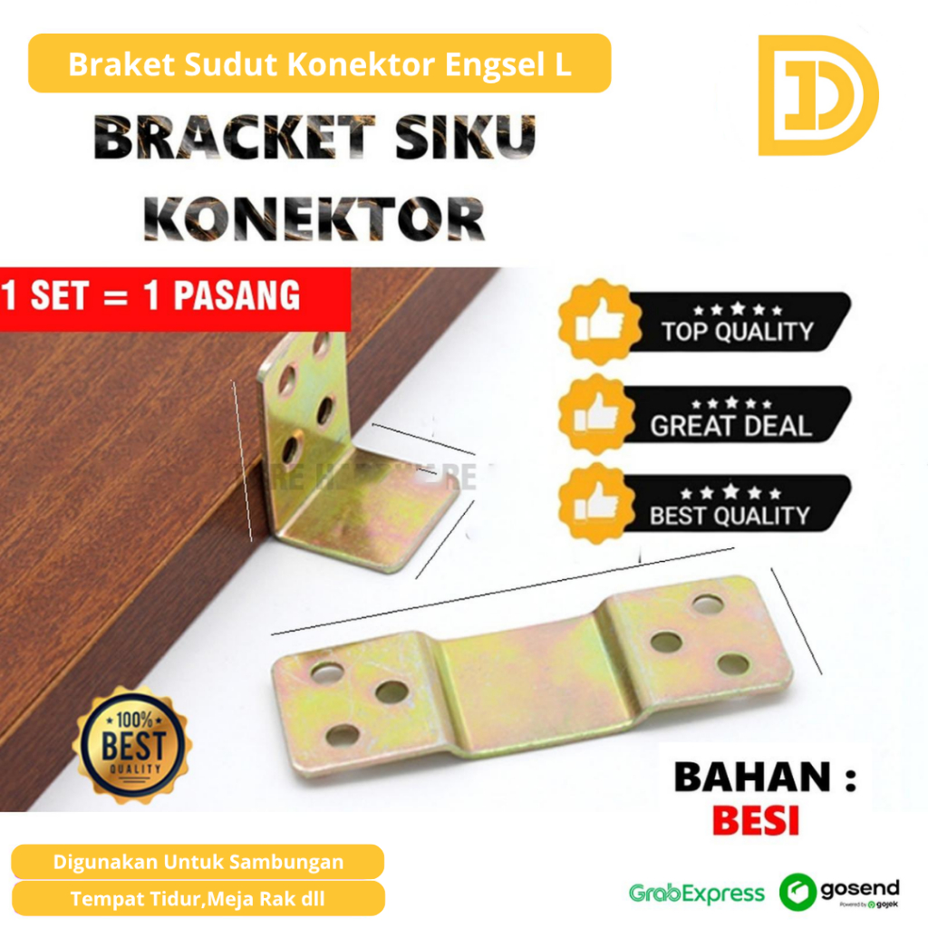 Bracket Siku Konektor Bracket Siku Sambungan 1 Set Breket Ambalan Besi Bracket Sudut Tempat Tidur Me