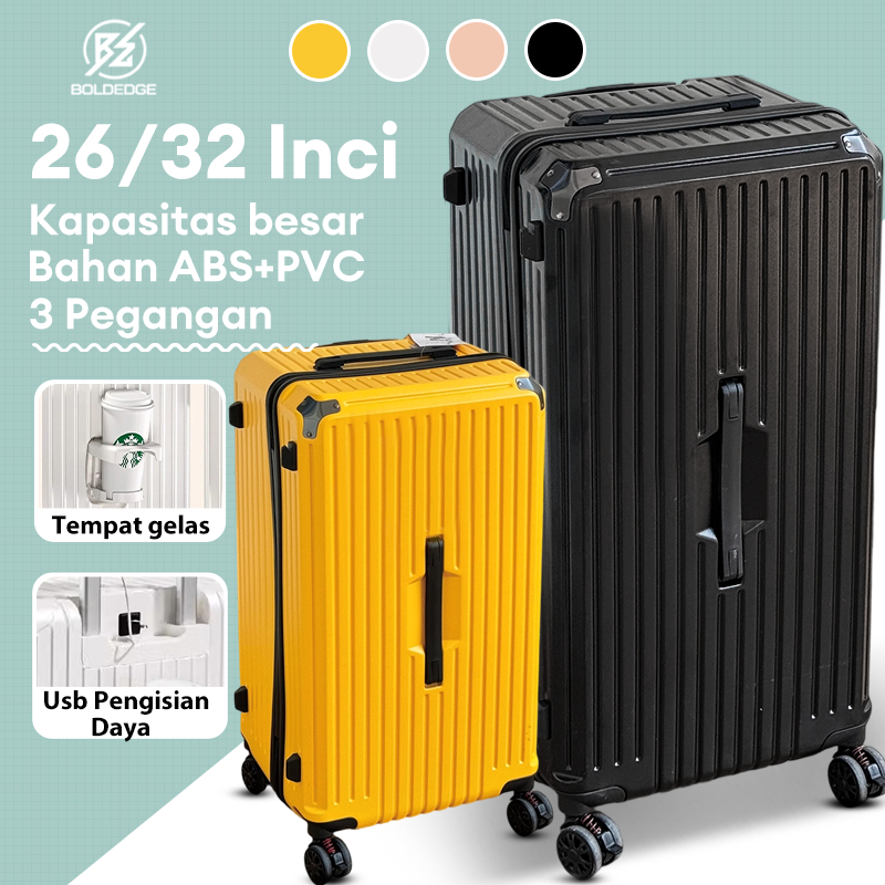 BoldEdge Koper 26/32 Inch ABS PVC Koper Kabin Bagasi Berkapasitas Besar Perjalanan Liburan Panjang