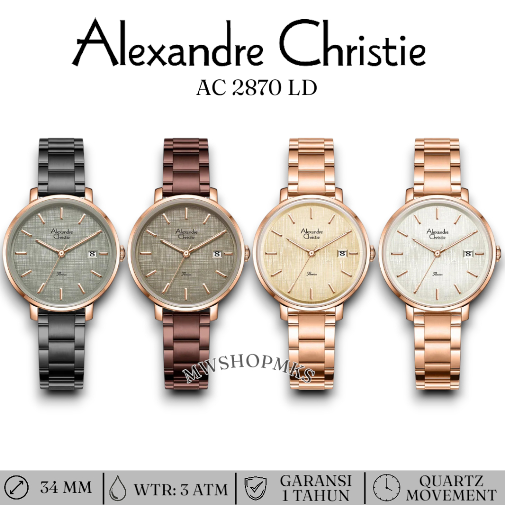 Jam Wanita Alexandre Christie AC2870 AC 2870 AC2870LDB  Original Garansi Resmi Alexander Christie