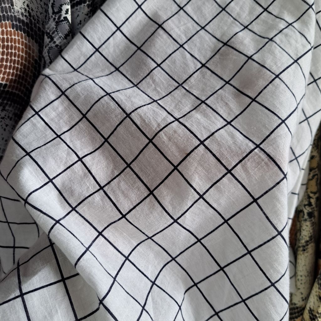 kain katun poplin motif kotak kotak - kain katun poplin premium - kain katun motif kotak [khrky01]