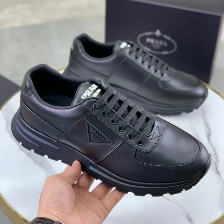 Prada sepatu olahraga pria baru Fashion sepatu olahraga hitam