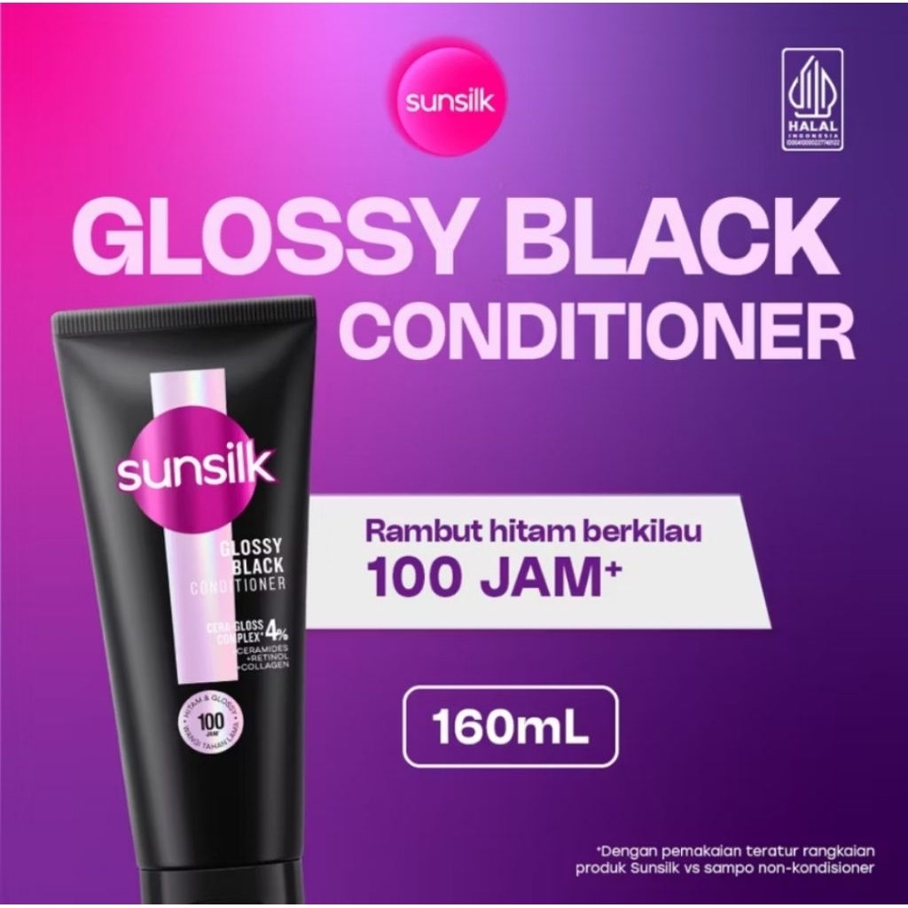 Baru Sunsilk Conditioner Silky Smooth Glossy Black Pelembut Rambut Hair Care 160ml