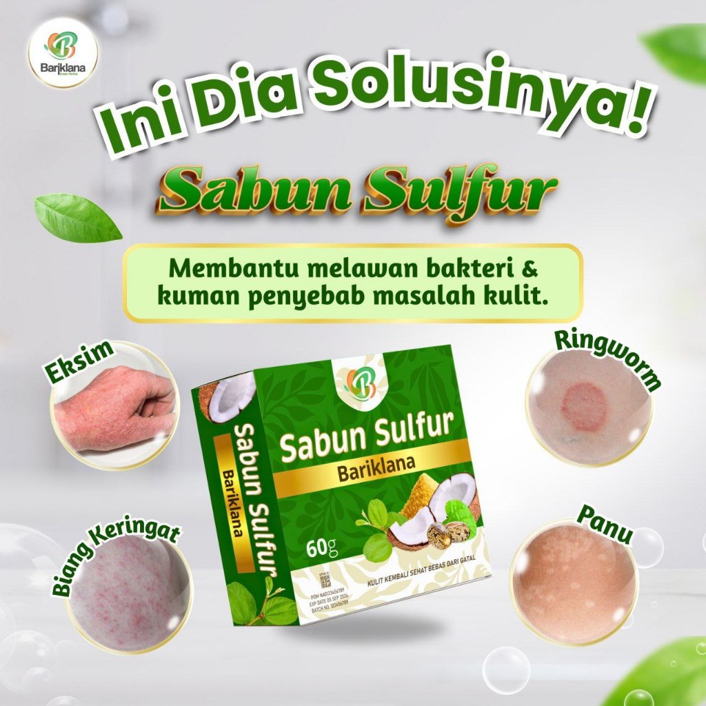 Sabun Sulfur Untuk Gatal Jerawat Scabies Panu Jamur Ampuh Bpom 60gr