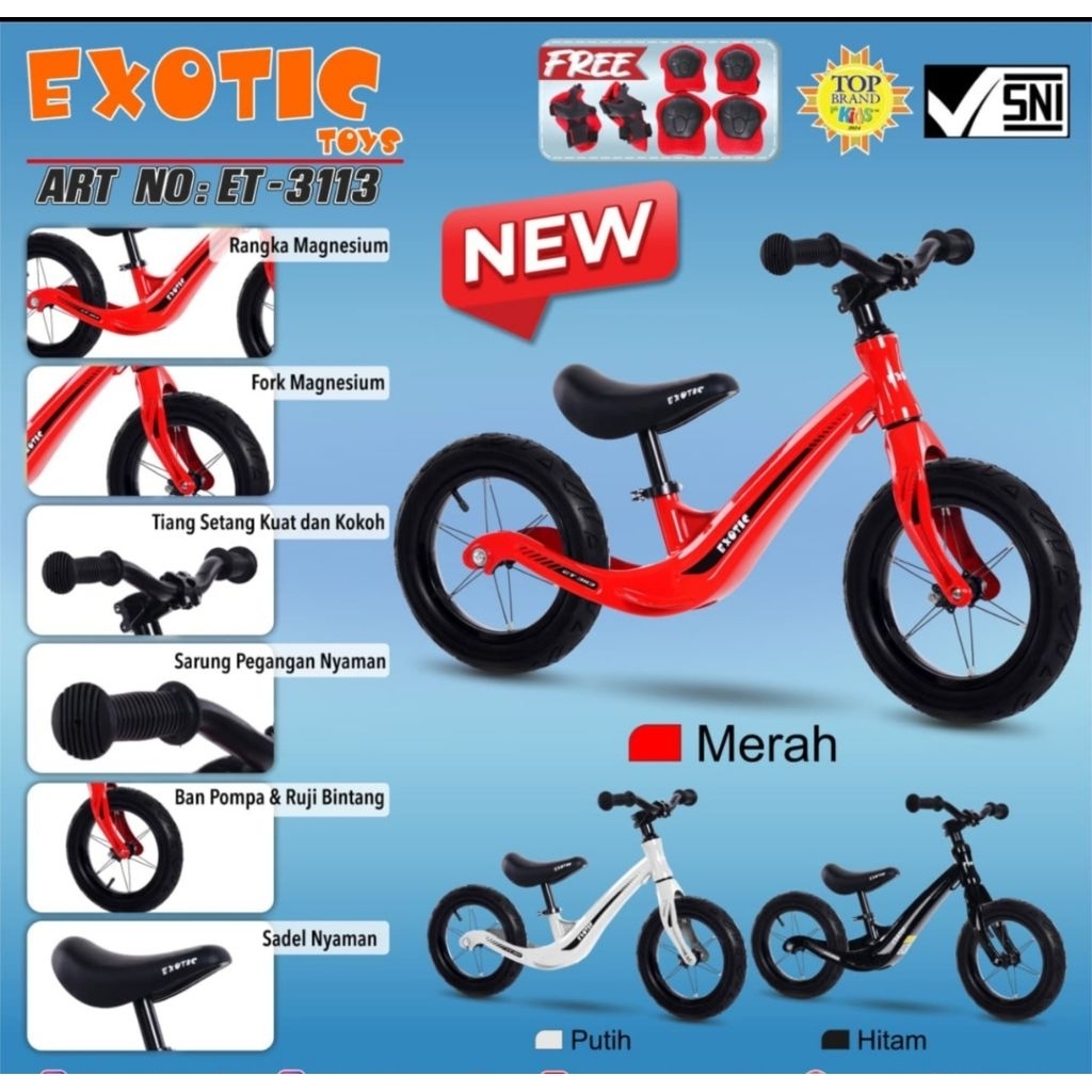 Sepeda Keseimbangan Anak Balance Bike Exotic 3110 3113 PMB Iora Bk-04 Keranjang