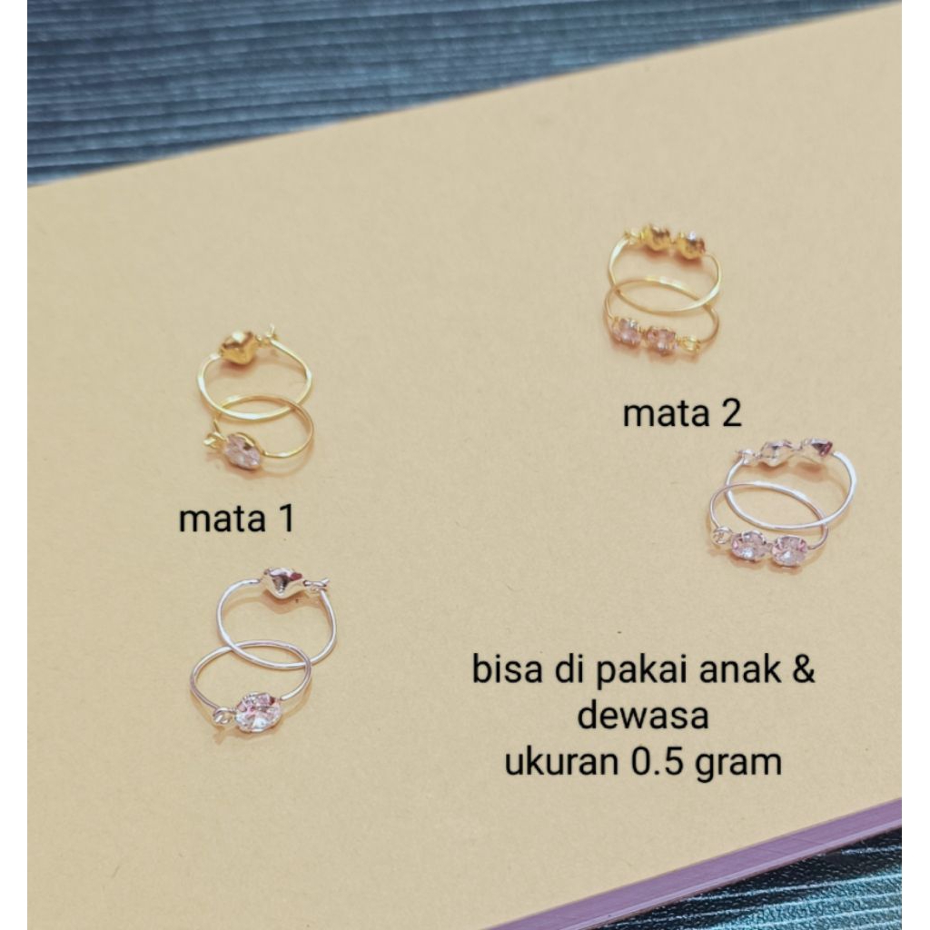 ANTING KENIF MATA DEWASA UKURAN 0.5 GRAM PERAK 925 LAPIS EMAS