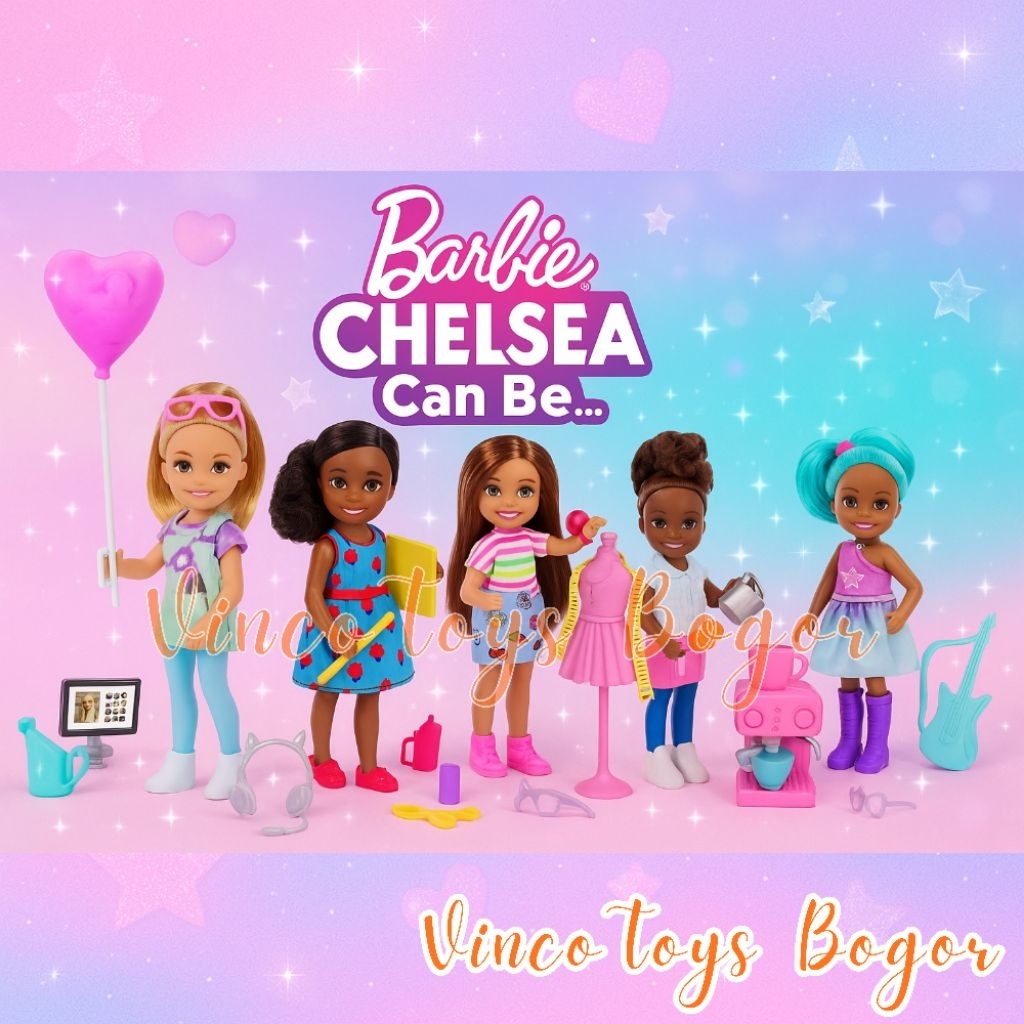 Barbie Chelsea Can Be original Mattel boneka anak perempuan mainan edukatif anak barbie profesi bone
