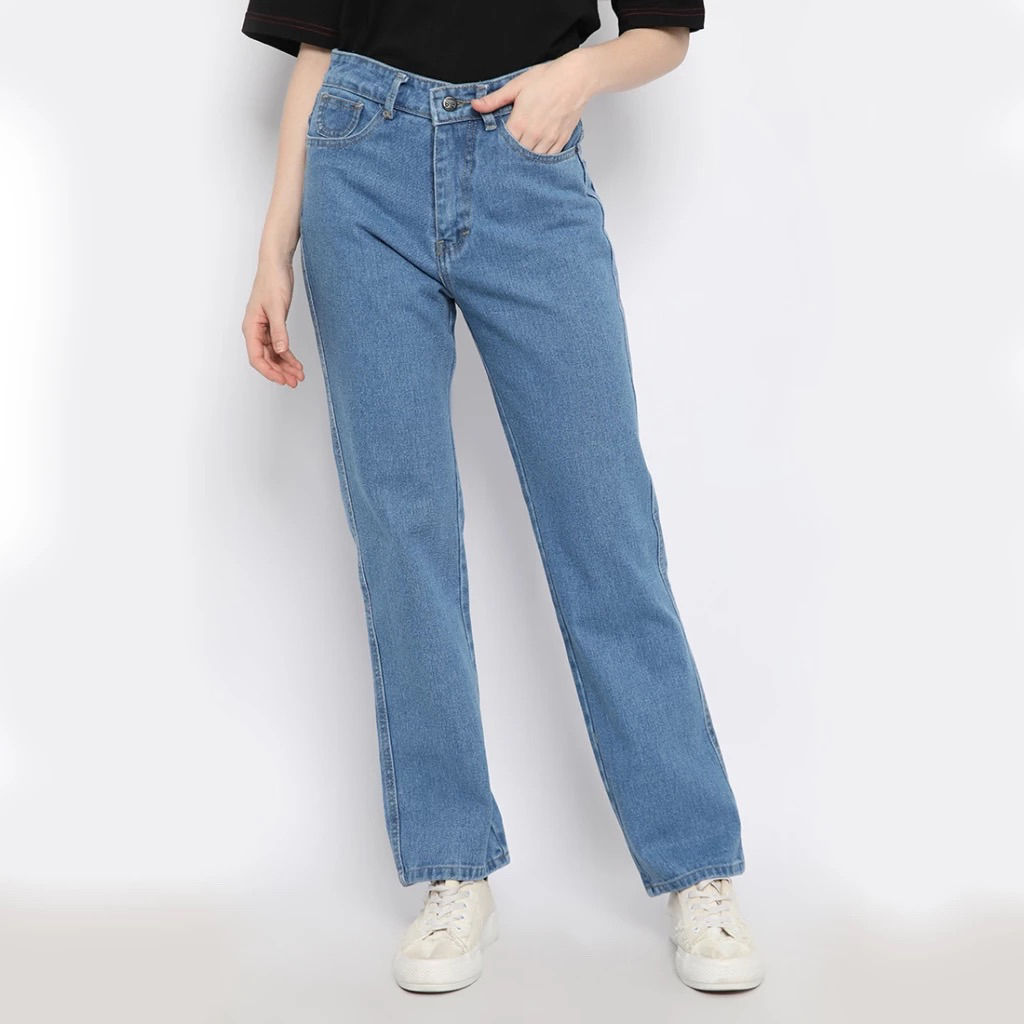 Nuber celana jeans wanita highwaist baggy size 34