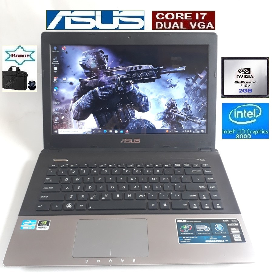 laptop vga 2gb core i7 ram 8gb hd 500gb bergaransi