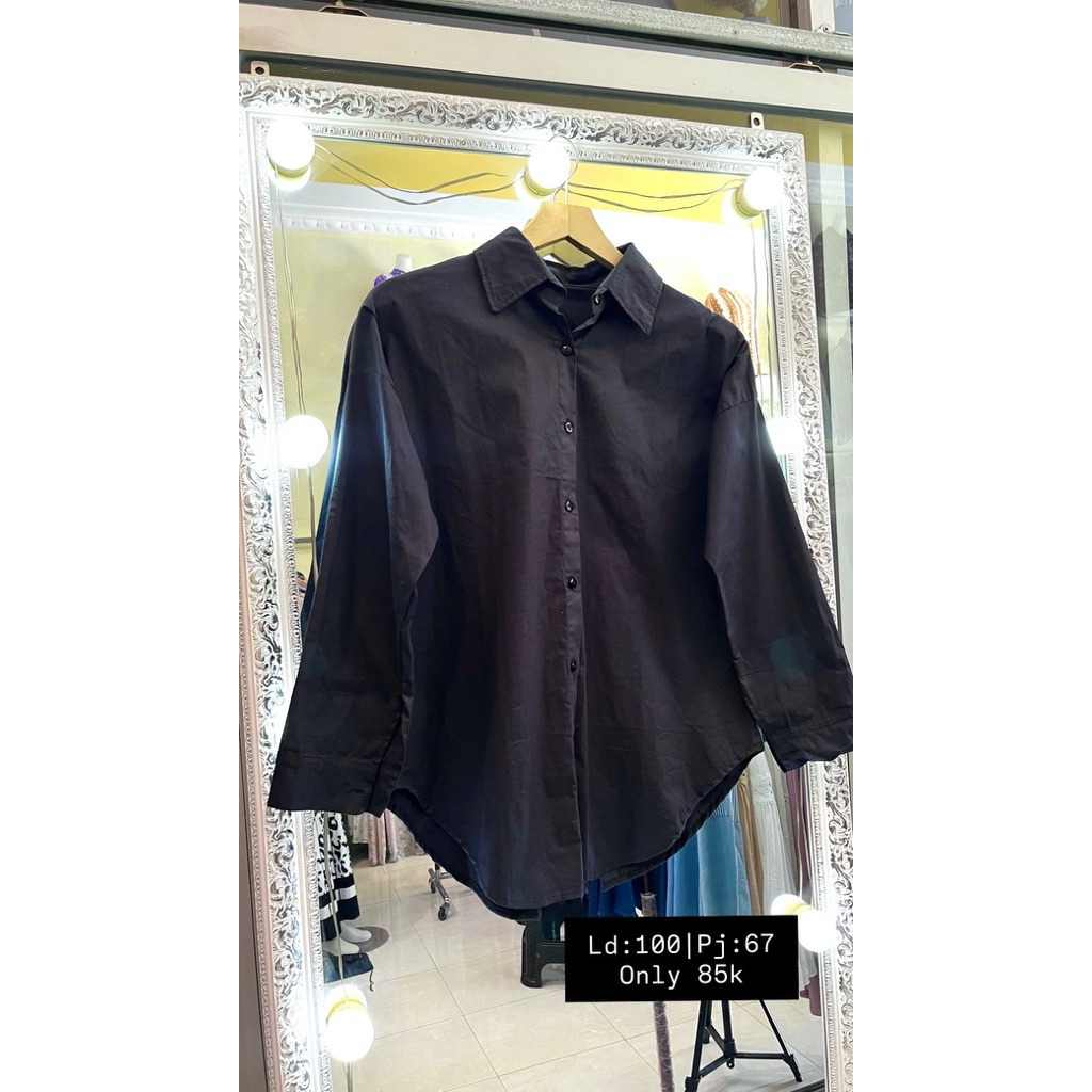 Kemeja Katun Hitam Wanita