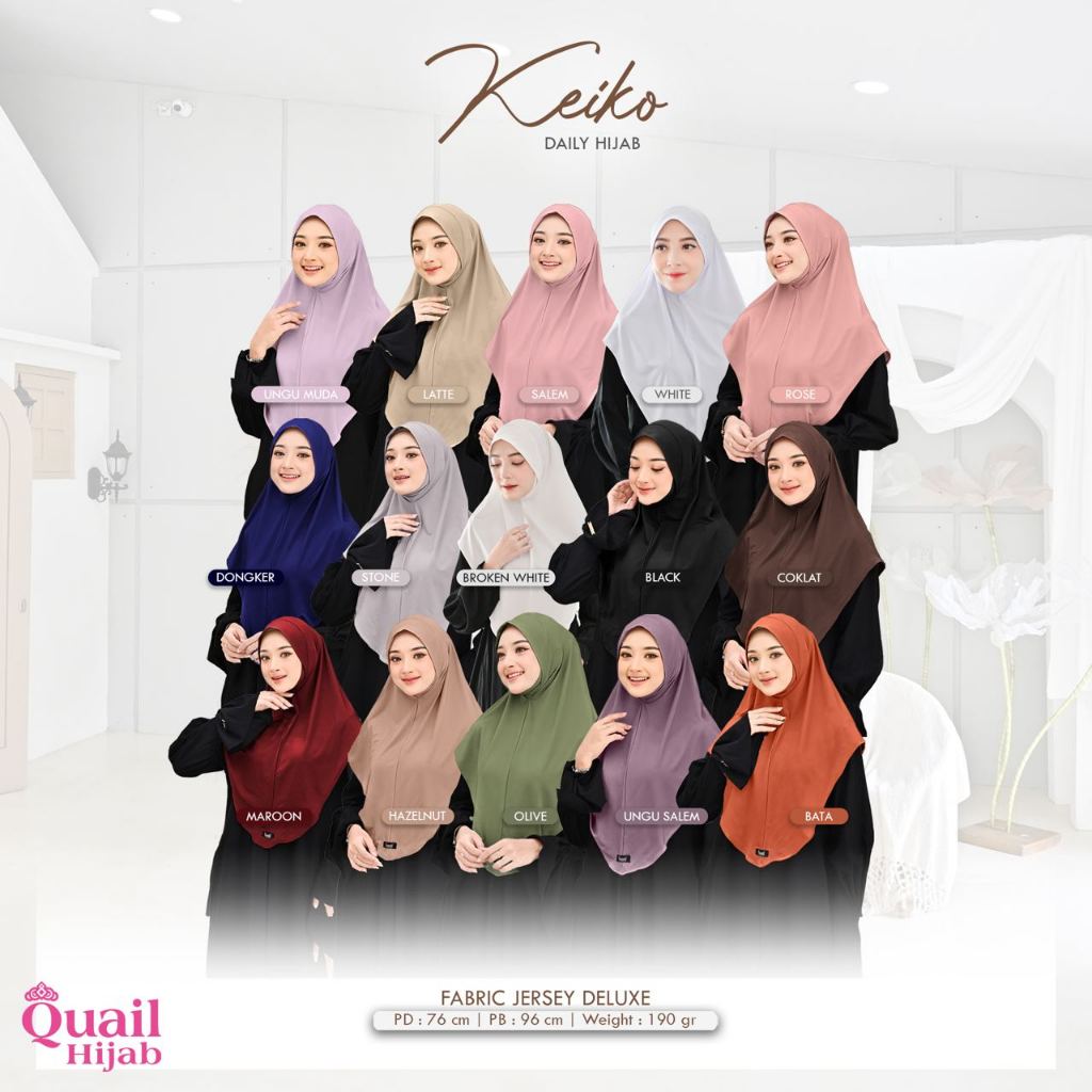 HISTYLE - Keiko Daily Hijab by Quail Hijab Kerudung Instan Non ped Dagu Kerudung Jersey Kerudung Kao