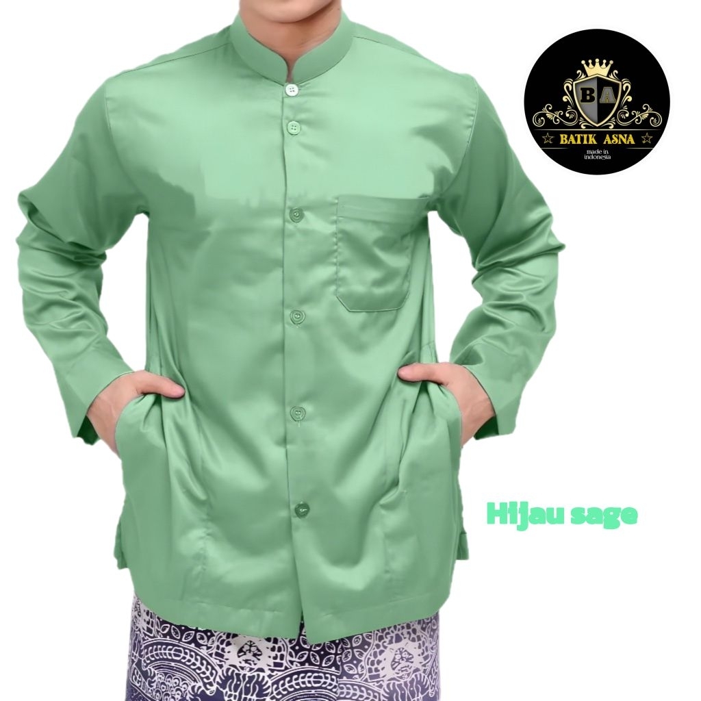 Baju Koko Haibah Lebaran Muslim Lengan Panjang ukuran Dewasa Atasan Bahan Toyobo Baju Koko Pria atau