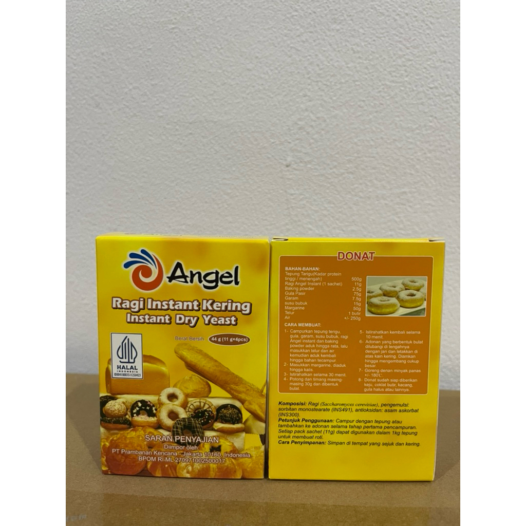 Ragi Angel Instant Kering 44g (4x11g) Halal Ragi Roti Donat Kue Cepat Mengembang