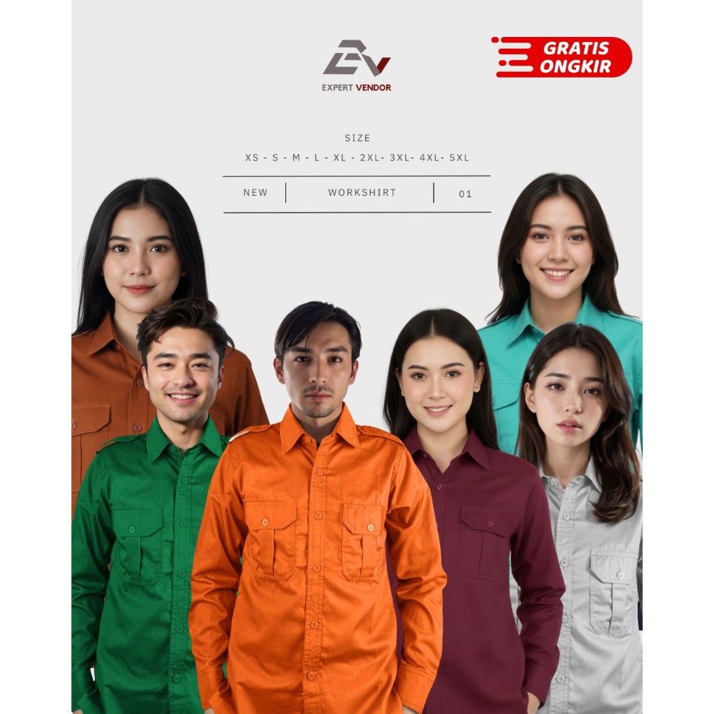 BAJU KEMEJA POLOS BASIC / lapangan/ gunung/ outdoor / PDL/ PDH formal panjang warna merah bata, hija