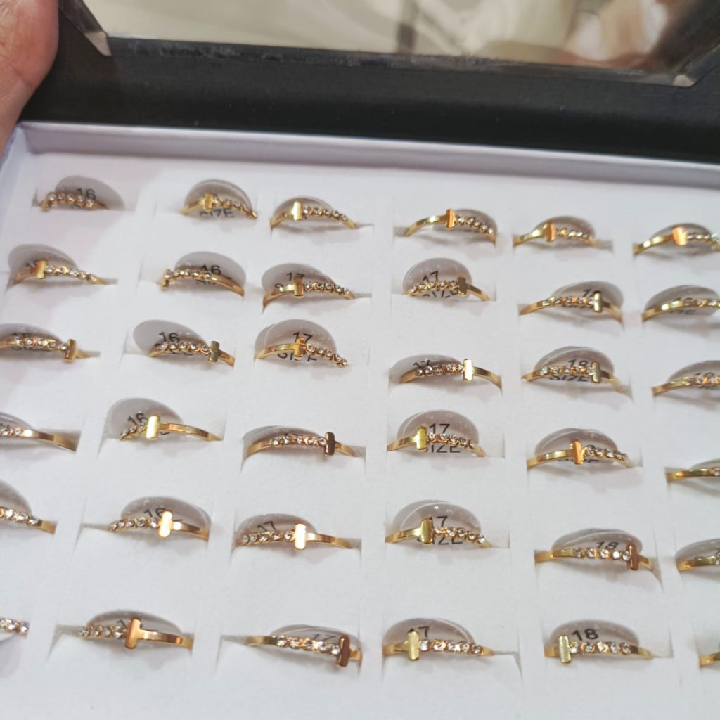 GROSIR CINCIN TITANIUM TERMURAH RING PERMATA ISI 36 PCS