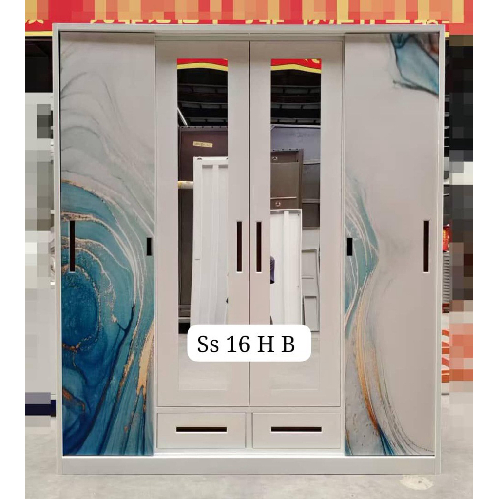 Lemari 4 Pintu Besi Karsindo / Lemari 4 Pintu Sliding 160cm Karsindo