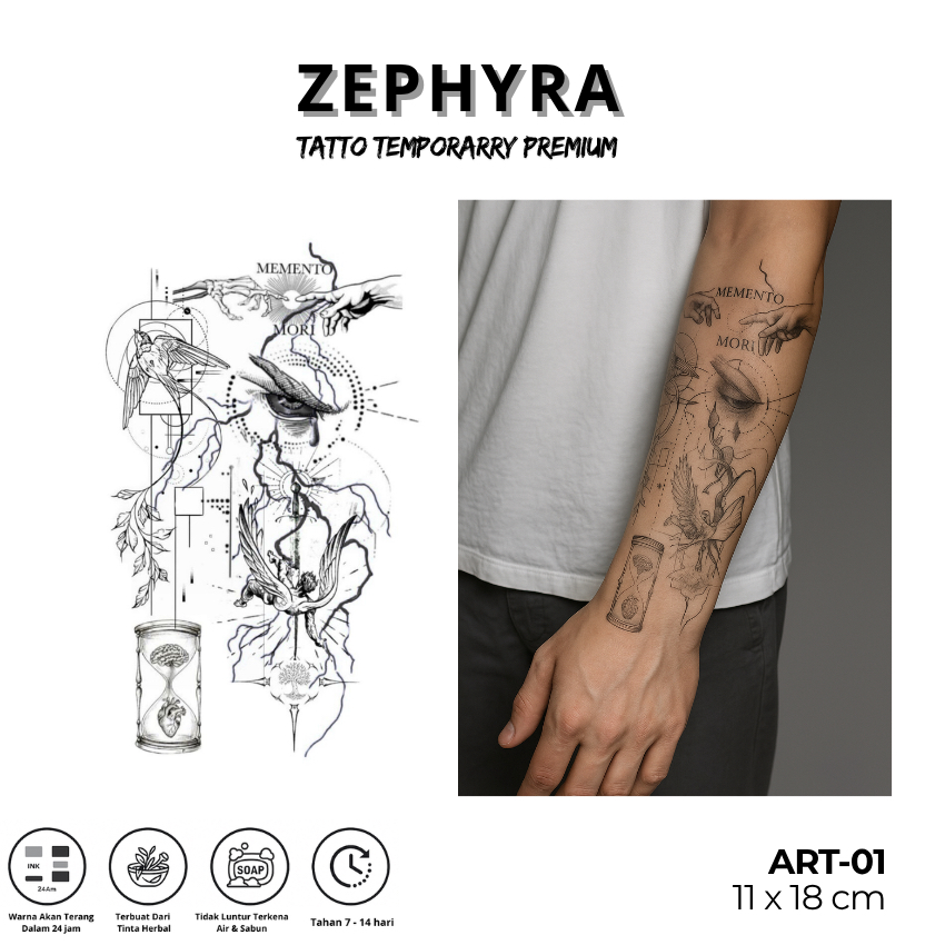 Tato Temporer – Tattoo Sementara Tinta Herbal Tahan Lama Hari Desain Keren Elegan Tatto untuk Tangan